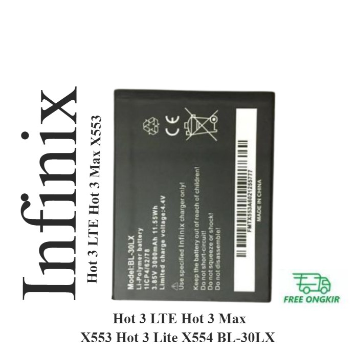 Baterai Handphone Infinix Hot 3 Lite X554 Hot 3 Max X553 BL-30LX BL 30 LX BL30LX Batre Batrai Battery HP ori oem