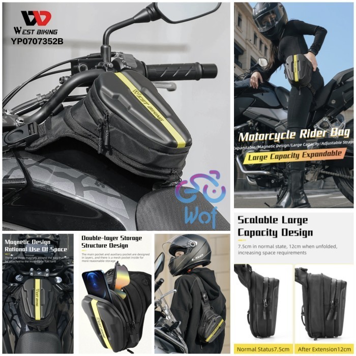 WEST BIKING 352 Tas Magnet Selempang Pinggang Dada Kaki Tangki Sepeda Motor Multifungsi Motorcycle H