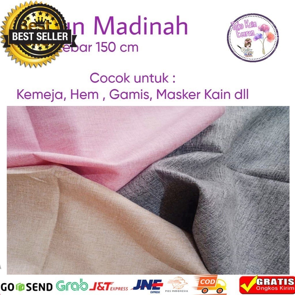 KAIN KATUN MADINAH KAIN KATUN MADINAH PREMIUM KAIN MADINAH KATUN POLOS BAHAN KEMEJA KATUN DRESS TUNI