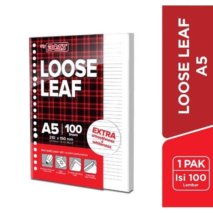 

ISI BINDER A5 / BIG BOSS LOOSE LEAF BERGARIS A5 100 LEMBAR