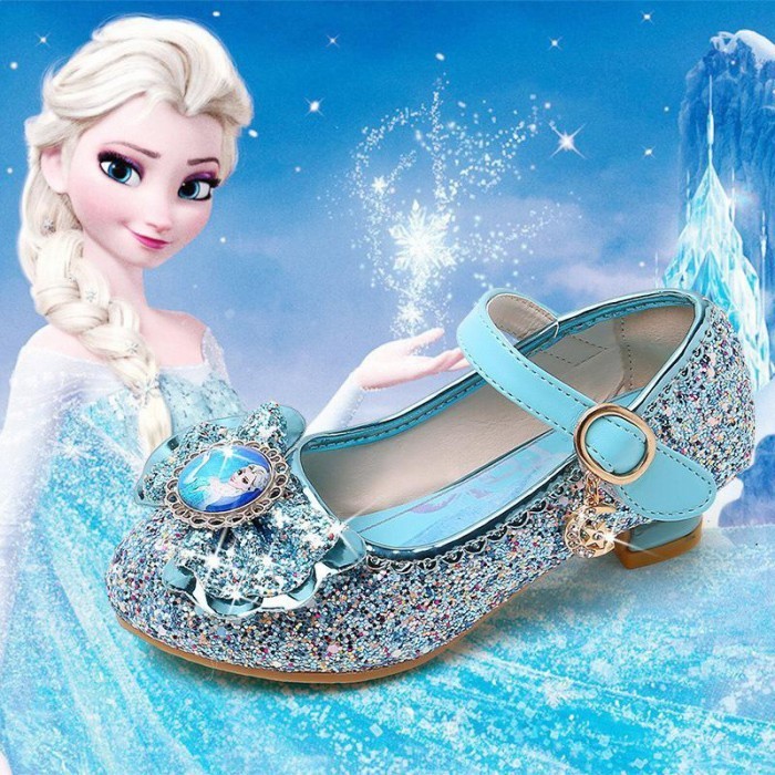 26-36 HEELS FROZEN PARTY SHOES SEPATU PESTA ANAK PEREMPUAN - Biru Muda