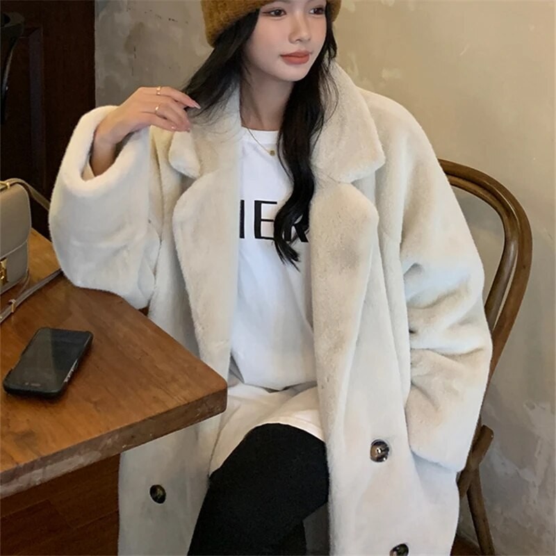 Blazer Long Coat Bulu Wanita Panjang/Blazer Long Coat Wanita Korea