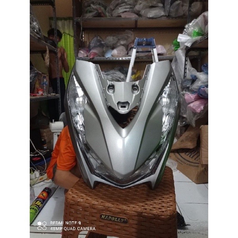 Paketan Tameng panel body depan + Reflektor lampu beat new led dealuxe K1A street 2020 2021 silver
