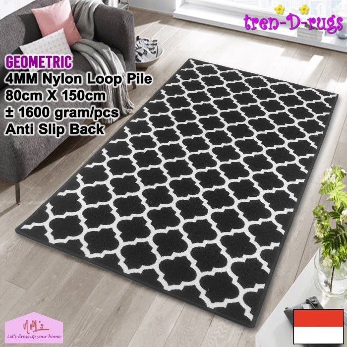 Tren-D-rugs karpet permadani geometris ruang tamu anti slip 80x150 NMs - Hex Grey Rust