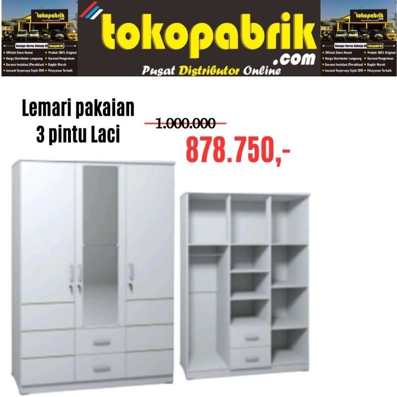 Lemari Pakaian Lemari Baju Olympic 3 Pintu Termurah Terlaris Pemalang Pekalongan Purwokerto Kebumen