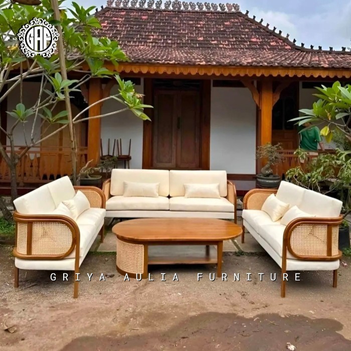 SET SOFA RUANG TAMU MINIMALIS - KURSI TAMU RETRO JATI - SOFA MINIMALIS
