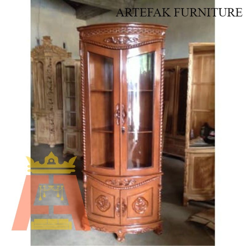 Artefak Furniture Lemari sudut kayu jati / almari pojo kayu jati / furniture Jepara