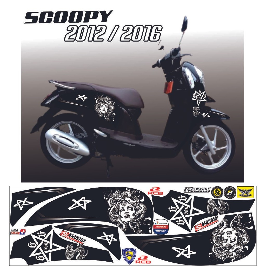 DECAL SCOOPI FI 2013-2016 STRIPING  LIS BODY MOTOR SCOOPY 2015 / SCOOPY FI MOTIF MEDUSA VARIASI STRI