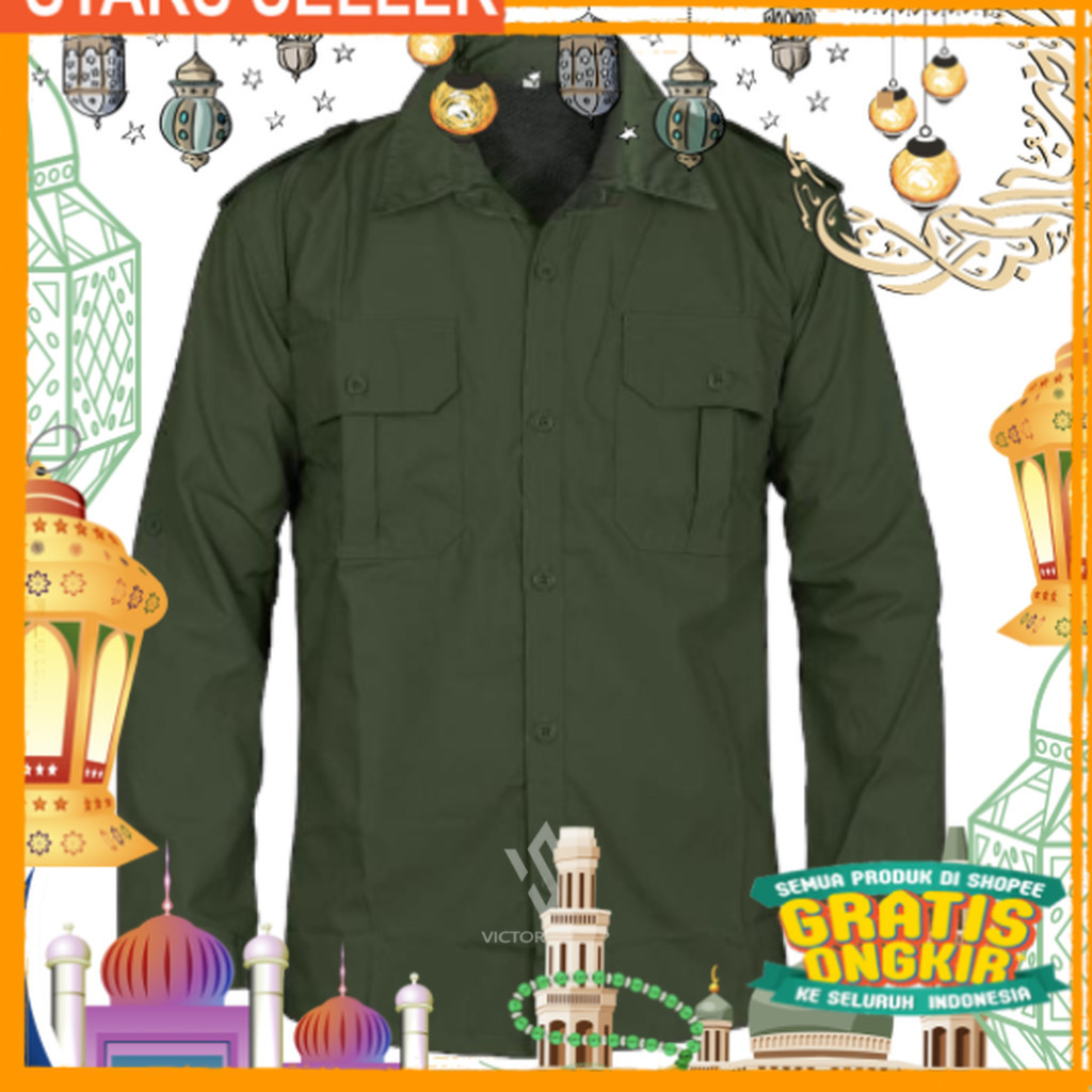 Kemeja Seragam NET TV / kemeja lapangan tactical pdl Excellent/ pdh lengan panjang bahan ripstop/ Pi