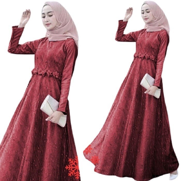 Maxi Alosia Marun Brukat Tulang Glitter Mutiara [0100] SJ0 Baju Gamis - M
