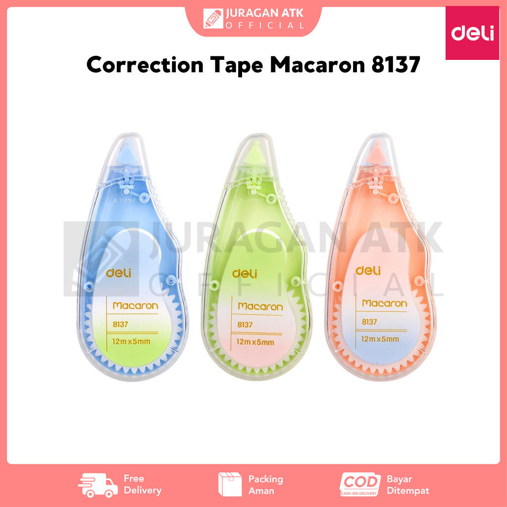 

Correction Tape Macaron Deli 12mx5mm Tipe X Pastel Deli 8137