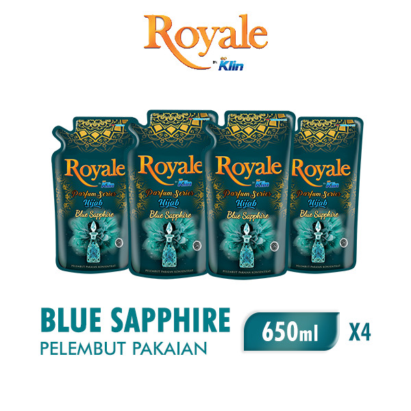 Royale Parfum Series Pelembut dan Pewangi Pakaian Hijab Blue Sapphire 650 ml x4