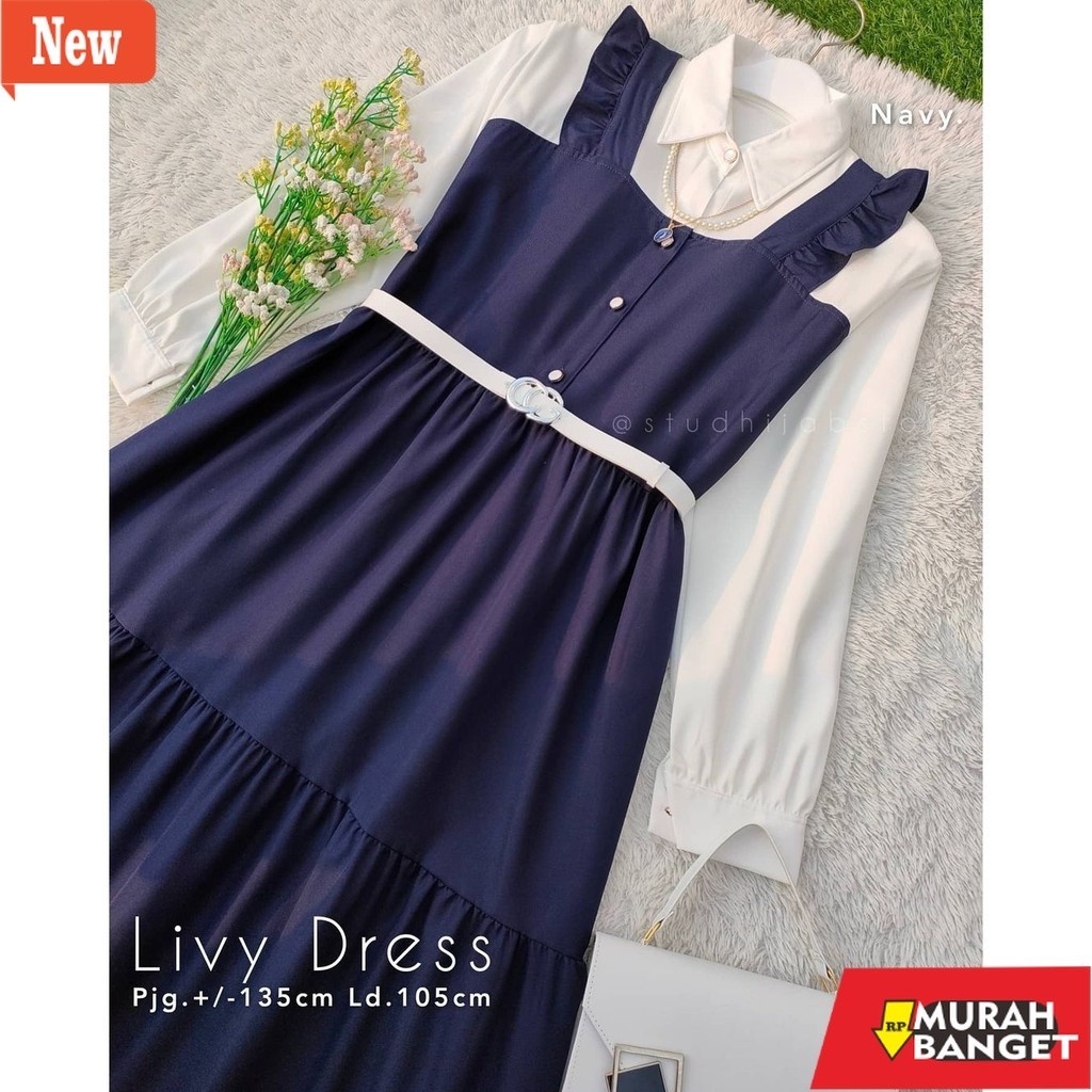 Gamis untuk lebaran- GAMIS WANITA KOREAN STYLE FREE BELT / LIVY DRESS WANITA KOREAN STYLE AKSEN KANC