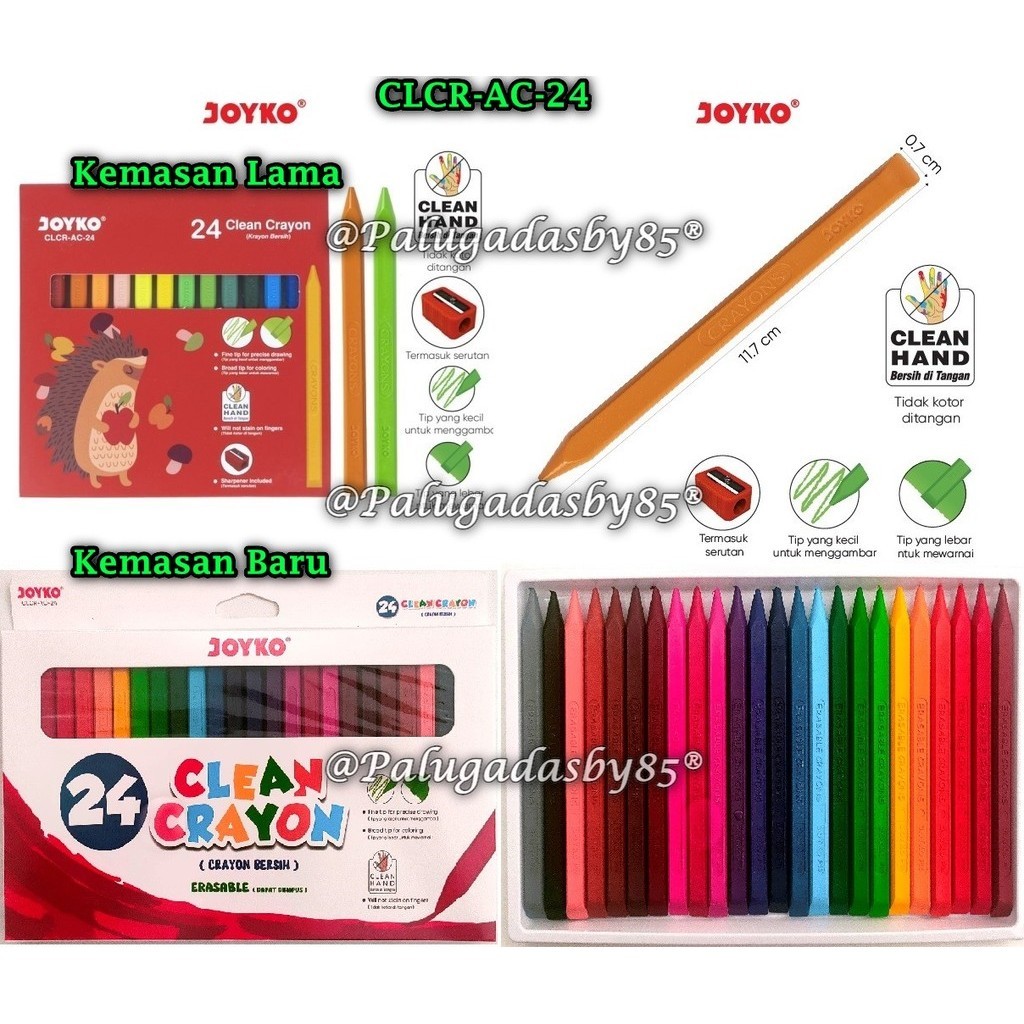

(1 Set Isi 24 Warna) GROSIR Clean Crayon JOYKO CLCR-AC-24 24 Warna / Krayon Bersih Joyko CLCR-AC-24 / Joyko CLCR AC 24 / Joyko CLCRAC24