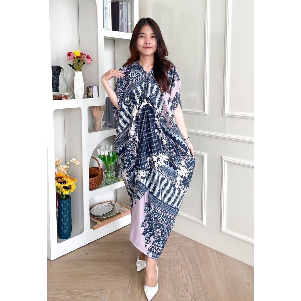 Dress Muslim wanita kaftan batik kondangan pesta modern lebaran 2024 jumbo premium