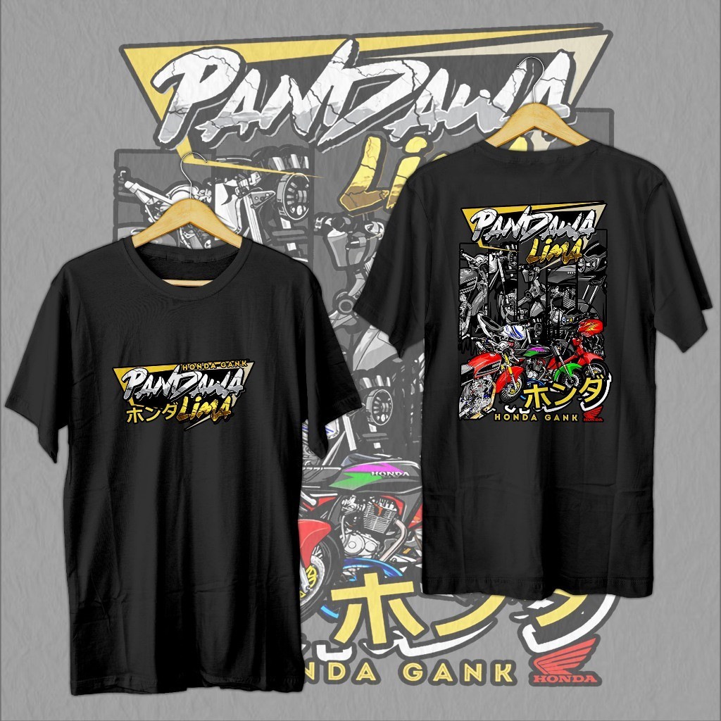 DTF | Baju Motor Pandawa Lima Cb Gl Gl100 C70 Megapro Mp Tiger Revo Murah Keren - KAOS HONDA GANK - 
