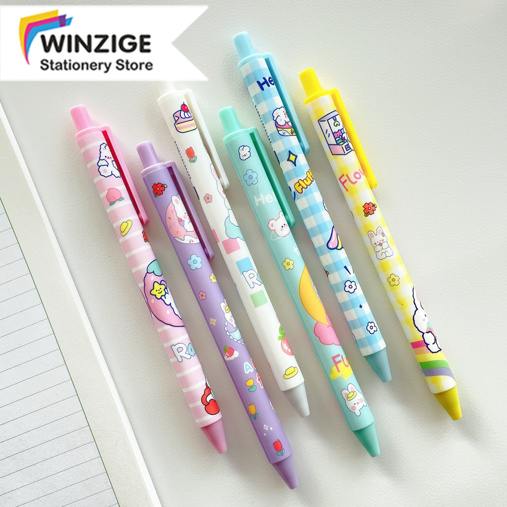 

Winzige 6pcs pulpen gel set pena pen lucu 0.5mm pulpen aesthetic gel pen mekanik pulpen tinta hitam alat tulis stationery bulpen bolpen