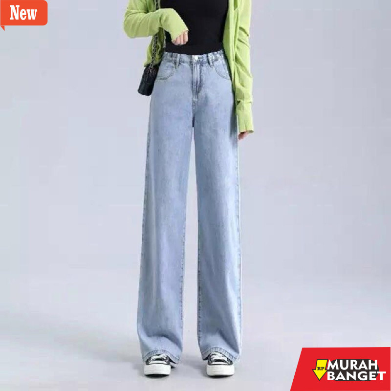 Celana panjang denim wanita- • Highwaist Kulot Loose Jeans - Korean Denim Highwaist Wanita