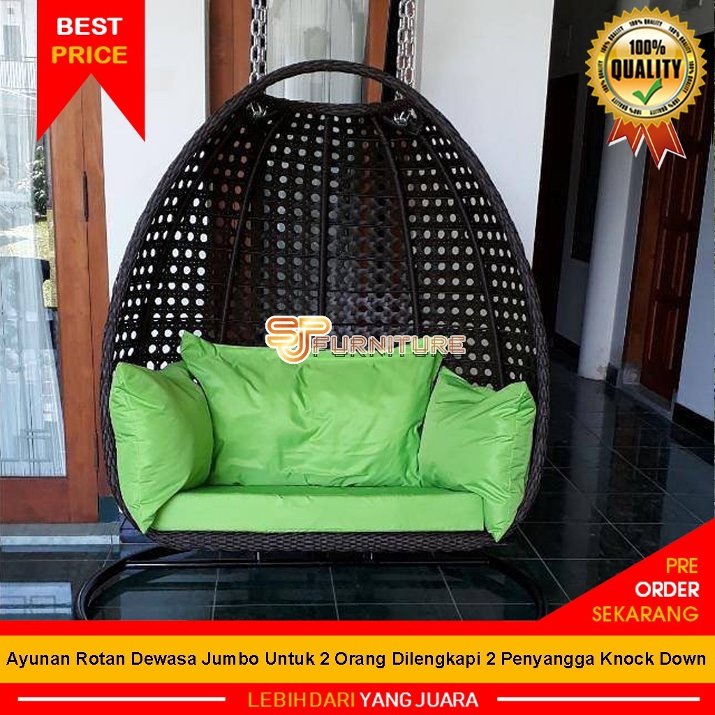 Ayunan Rotan Sintetis Dewasa Jumbo Untuk 2 Orang [ Menggunakan 2 Penyangga ]