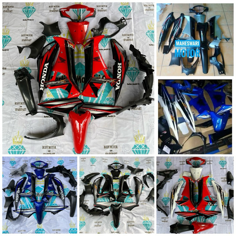 COVER FULL SETT BODY HALUS KASAR SUPRA X 125 OLD / LAMA MERAH HITAM PUTIH BIRU SILVER