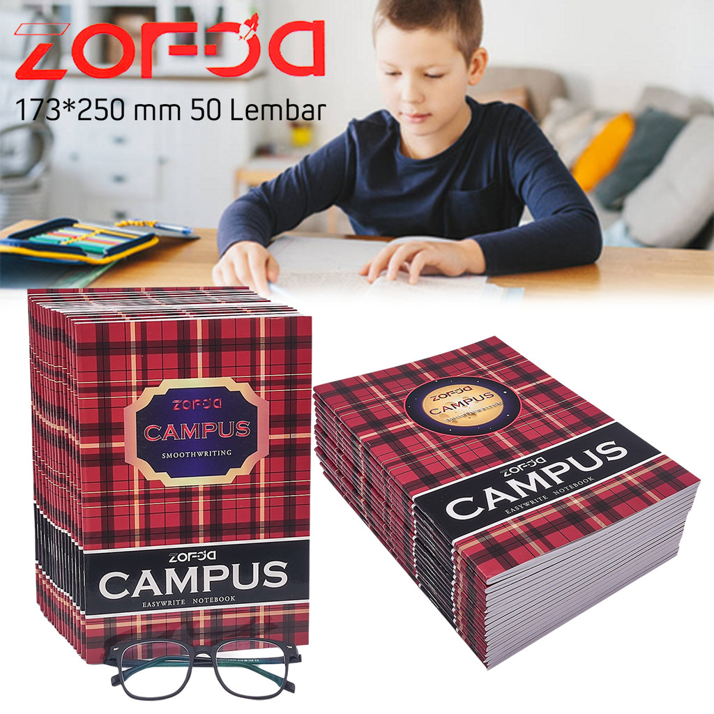 

40/50 Lembar Buku Tulis Campus B5 A4 Buku Catatan Notebook Aesthetic Buku Sekolah Bergaris ZOFDA