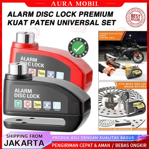 Gembok Disc Lock Cakram Alarm Motor Anti Maling Kunci Baja Kuat/gembok Cakram Motor Anti Maling/gemb