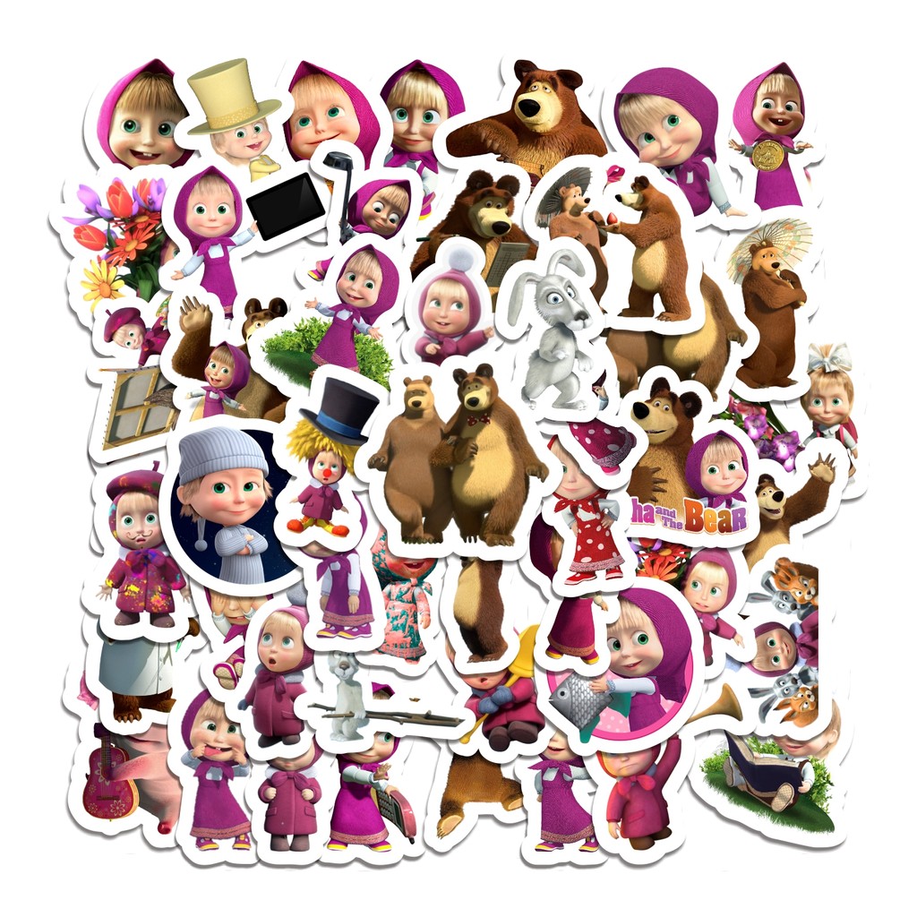 

COD 50 Pcs Stiker Masha and the bear Lucu Anti Air Untuk Dekorasi Notebook Sepeda Skateboard Handphone
