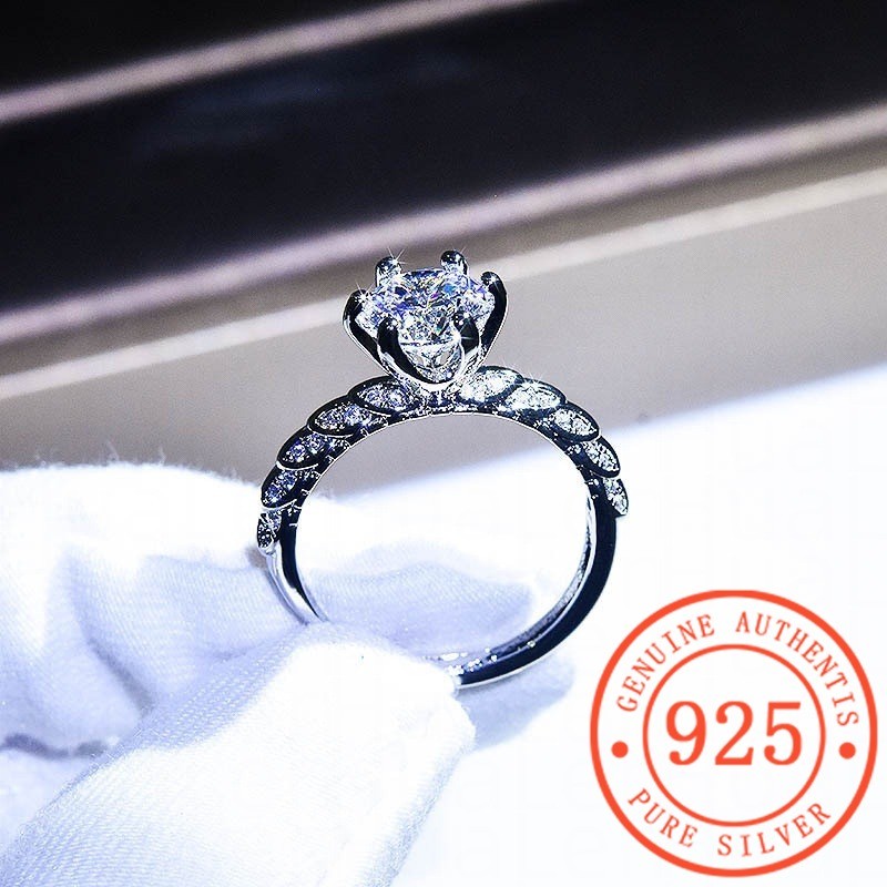 2 Karat Moissanite Pt950 Cincin Temperamen Cincin Enam Cakar