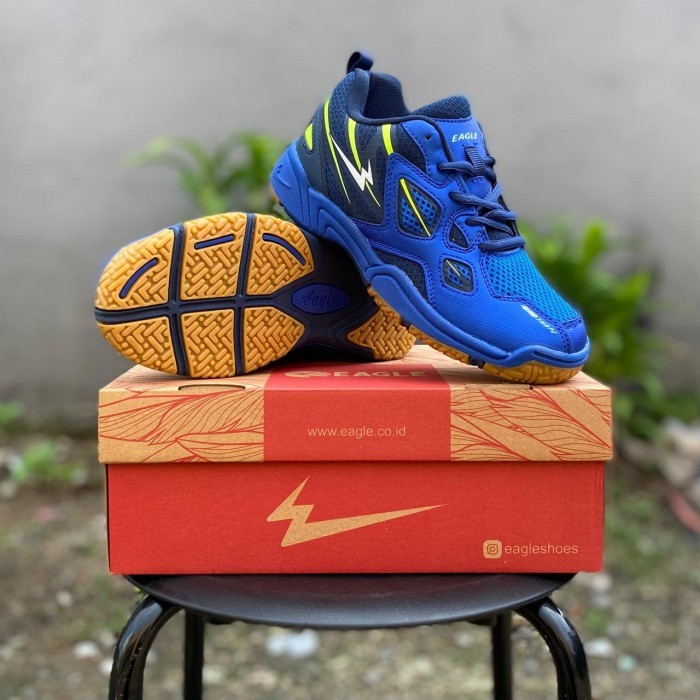 Eagle Sepatu badminton anak / sepatu bulutangkis original / sepatu anak - sulphur hitam, 33