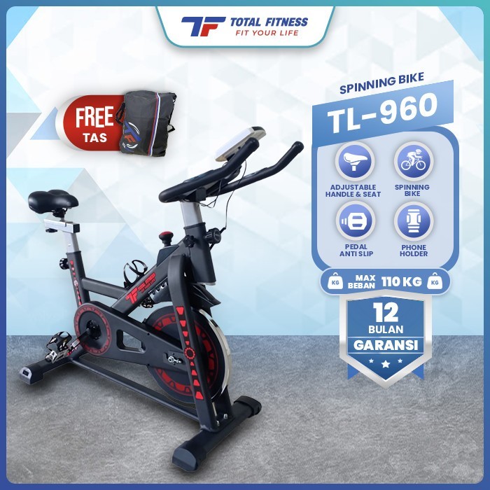 Sepeda Statis Setis TL930 TL 930 Spinning Bike TOTAL FITNESS - Hitam miyokaid