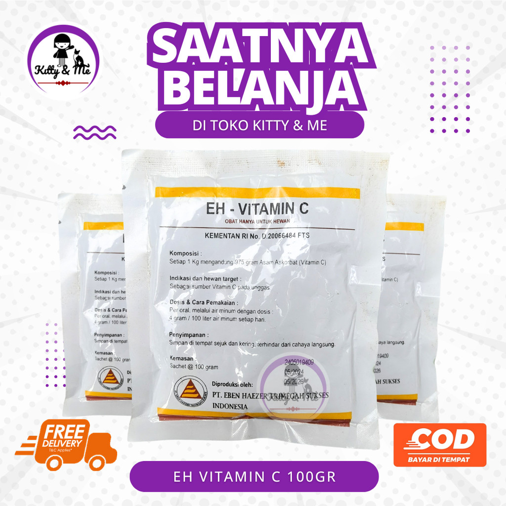 EH VITAMIN C 100 GRAM - Vitamin C Untuk Ternak Ayam Via Minum