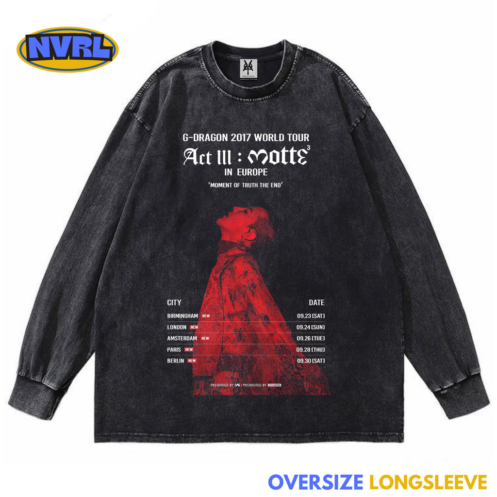 Kaos oversize longsleeve G DRAGON washed washing vintage tee