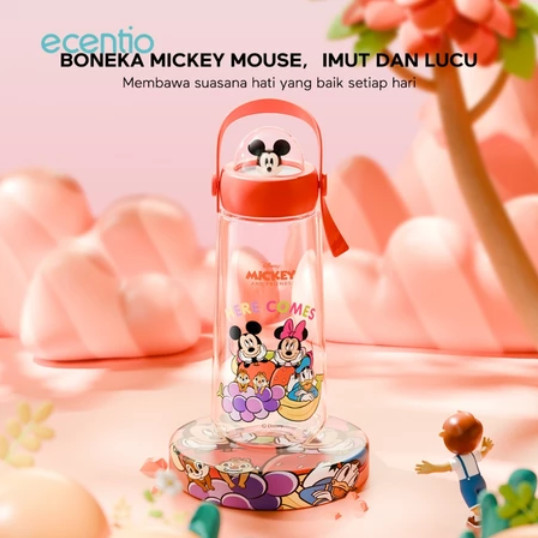 ECENTIO 650ml Botol Air Minum Disney Micky Sport botol Anak Anak
