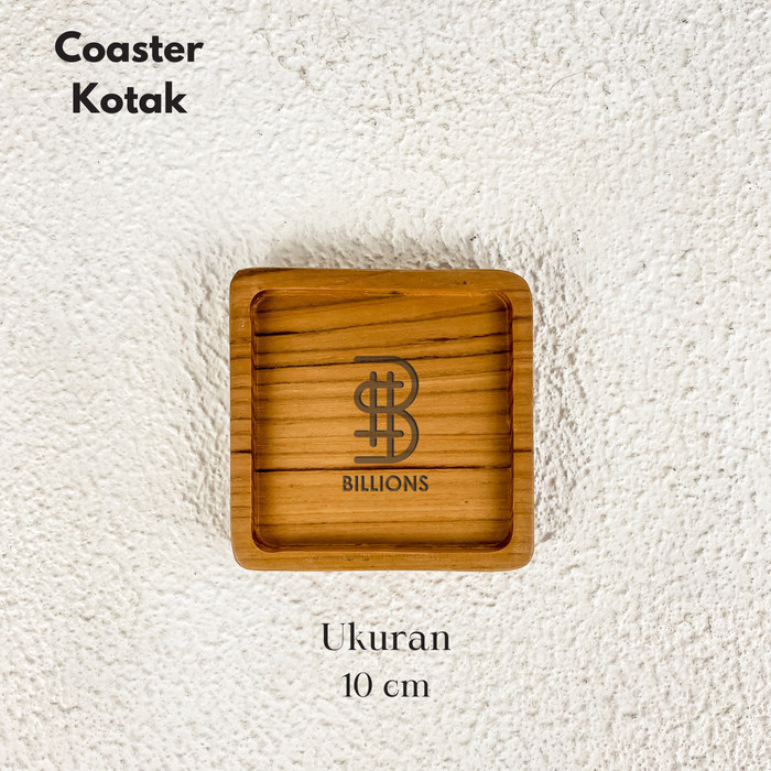 POJOK FREE GRAFIR LASER Tatakan Gelas Cangkir Kayu | Coaster Kayu - Coaster Kotak