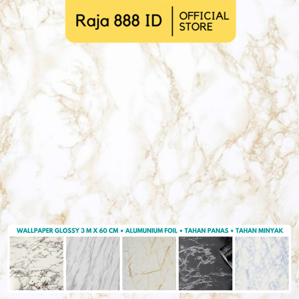 Wallpaper Dapur Marmer Putih Doff / Tidak Glossy Marble Statuario Marmer Hitam Krem Cream Gold Dindi