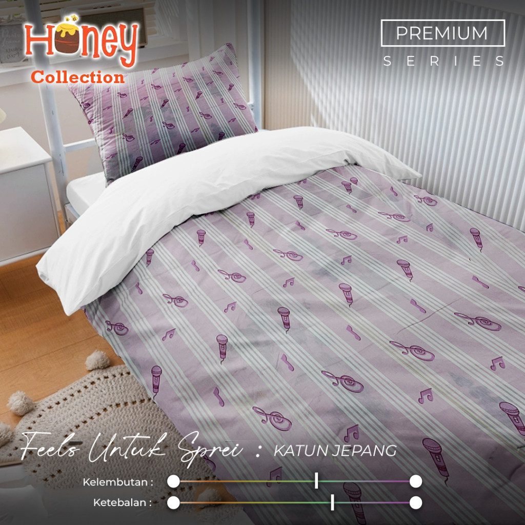 Premium Sprei Sprei Ukuran Singgle Bed Motif Icon Musik & Melody By Honey Collection Free Sarung Ban