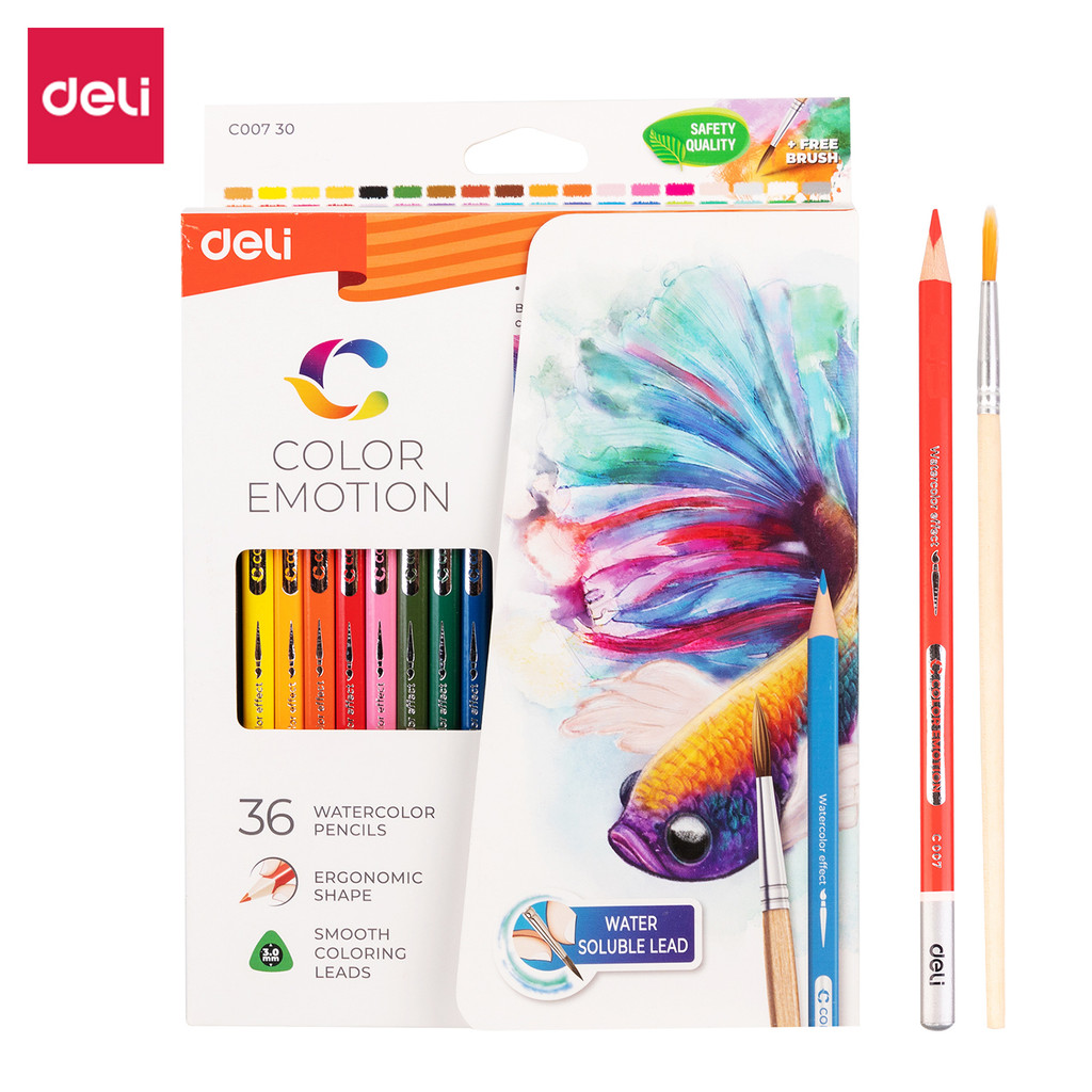 

Deli Watercolor Pencil 12 / 24 / 36 Color Drawing Pen Art Set Children Kids Painting Sketching Water Color Pencil Kit