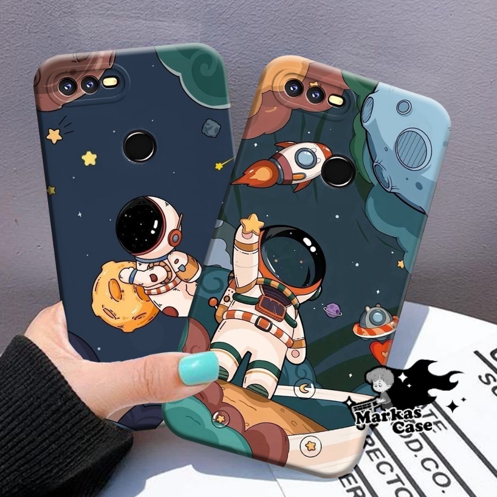 Case Oppo A5s A7 A12 A11K F9 REALME 2 PRO A3S A1K REALME C2 Motif  Kartun Astronouts NASA Luar Angka