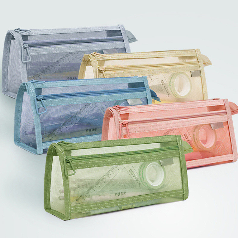 

Tempat Transparan Tas Pensil Jala /Tas Makeup/Tas Penyimpanan Transparanwarna—YuanYuan