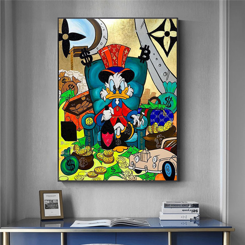 

Digital Oil Painting Disney Doodle Cartoon Mickey Mouse Money Coin Rain DIY Hand Painted Canvas Paint By Number Home Decor Gifts