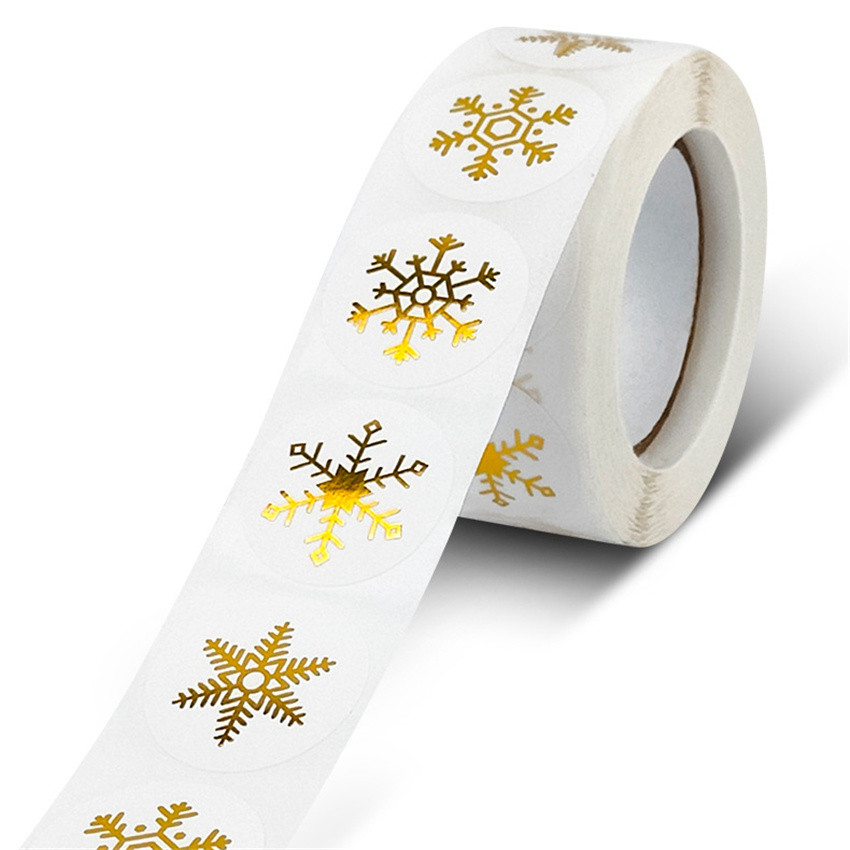 

100-500Pcs Gold Foil Snowflakes Sealing Stickers Labels DIY Christmas Gifts Decoration Scrapbooking Stickers New Year Stickers