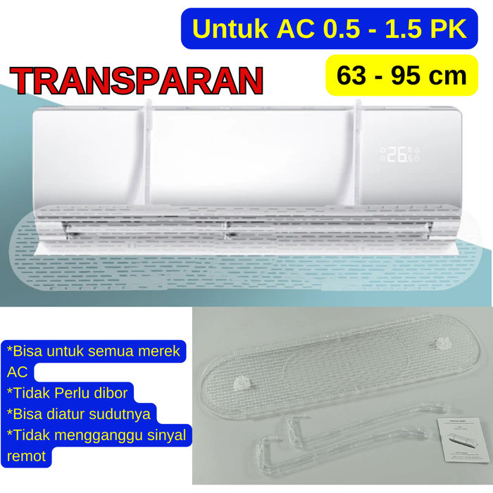 Cover Penghalang Penahan Hembusan Angin AC Kamar Reflektor AC Talang AC 2PK - 1.5PK TRANSPARA Cobubv