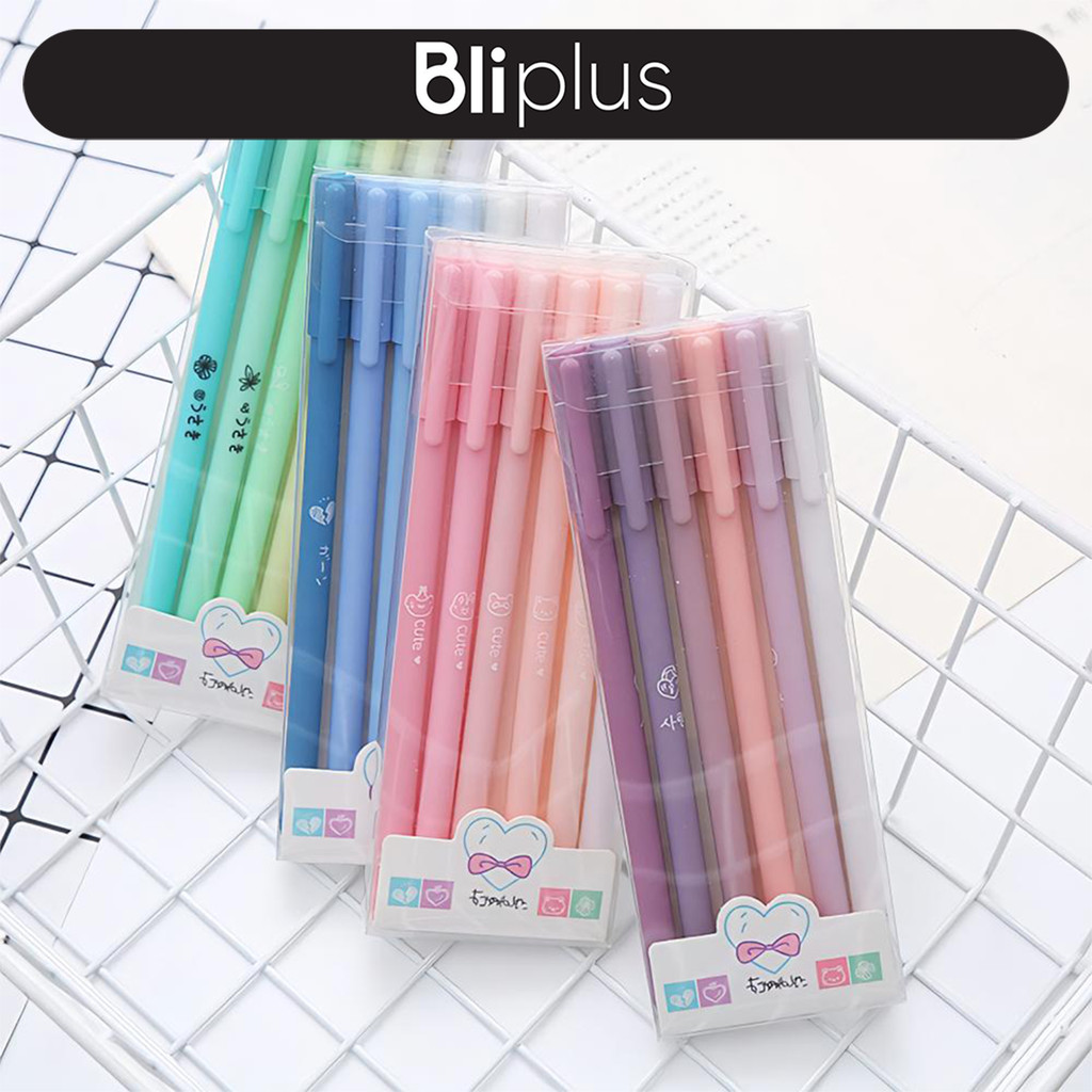 

6Pcs Pena Gel 0.5mm Macaroon Pulpen Gel Morandi Alat Tulis Sekolah Aesthetic ATK3005