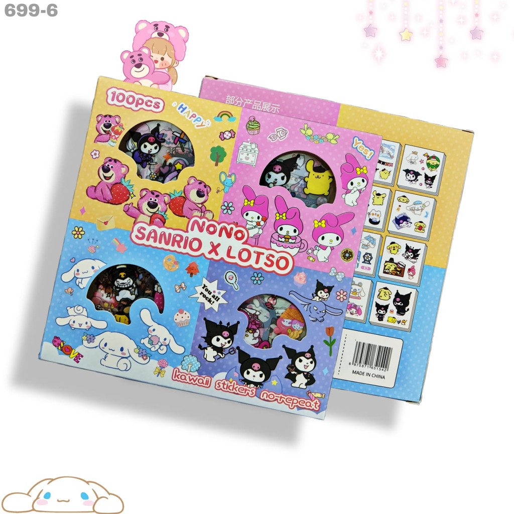 

Stiker Sanrio X Lotso Isi 100 Lembar Anti Air Sticker Aesthetic Dekorasi Sticker Murah