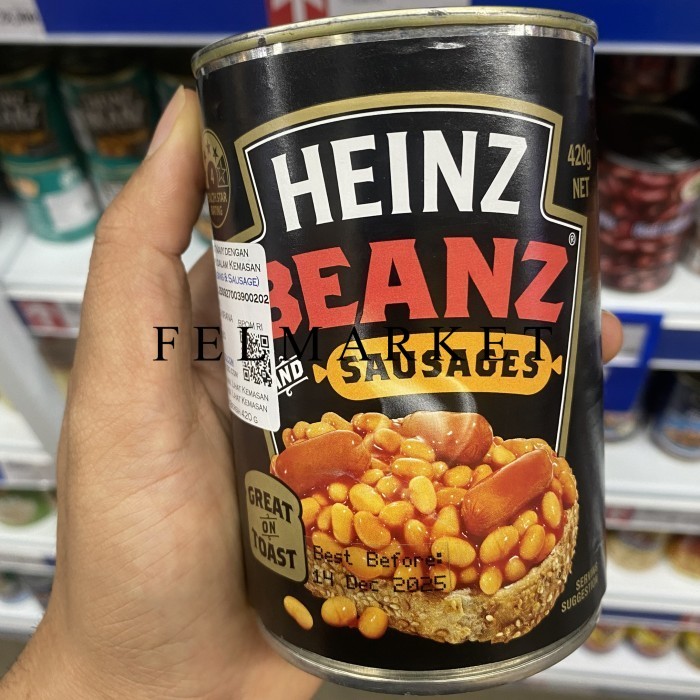 

Heinz Bakes Beanz Sausage / Kacang Navy Dengan Sosis Sapi Dalam Kemasan / 420 grm