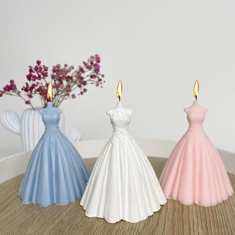 

New Generation Bride Wedding Dress Silicone Mold 3D Dress Candle Gypsum Resin Production Tool DIY Chocolate Ice Block Baking Kit