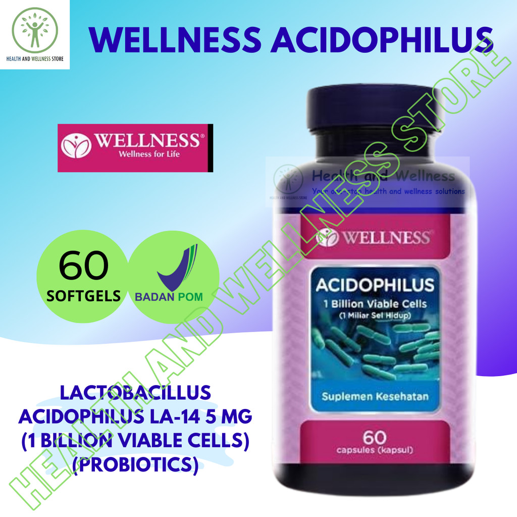 Wellness Acidophilus 60 Capsules Lactobacillus Acidophilus Probiotik Probiotics