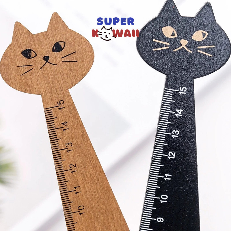 

Super Kawaii - [SK36] Penggaris sekolah Motif ruler kayu bentuk kucing lucu