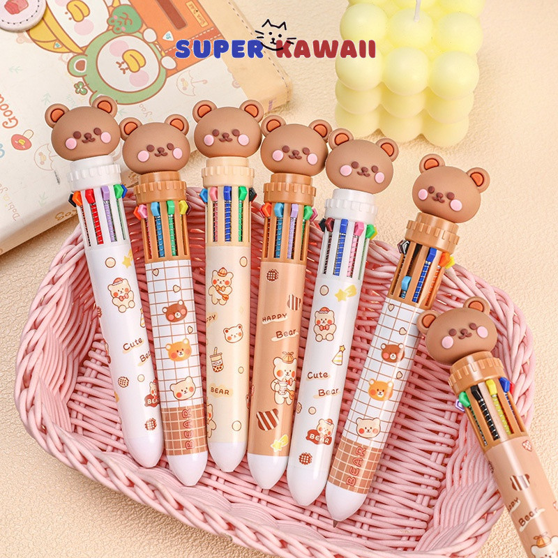 

Super Kawaii - [SK25] Pulpen 10 Warna Bentuk Kepala Beruang Lucu untuk Pelajar / pen / pena / bolpoin