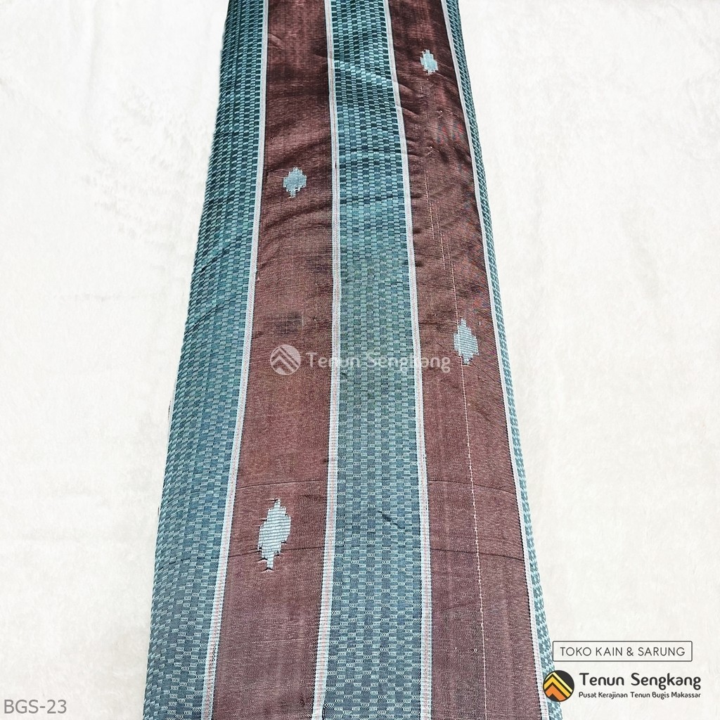 Kain Tenun Baltong Kristal Sobbi' Sutra Bugis Makassar Mint Cream - Tenun Sengkang BGS-23 (Harga Per
